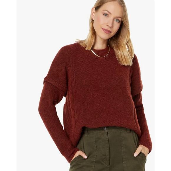 NEW Madewell Havener Cable Knit Pullover Alpaca Wool Sweater Heather Auburn - Picture 1 of 11